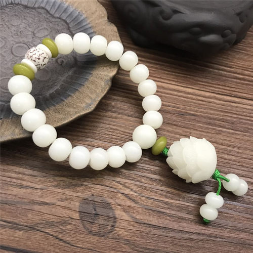 白玉菩提苹果珠108颗莲花配饰