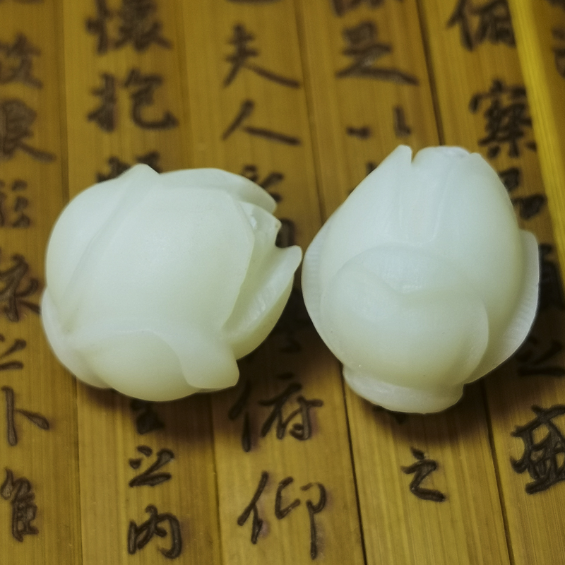 天然白玉菩提子精雕大莲花钱袋小鱼吊坠文玩手串配饰散珠流苏diy