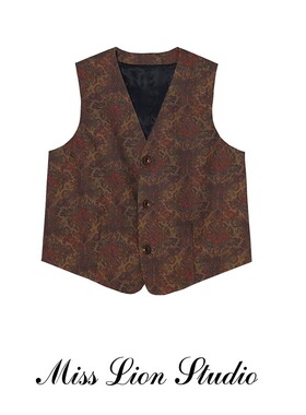 现货】复古民族风马夹女2025年春季新款设计感油画休闲短款马甲