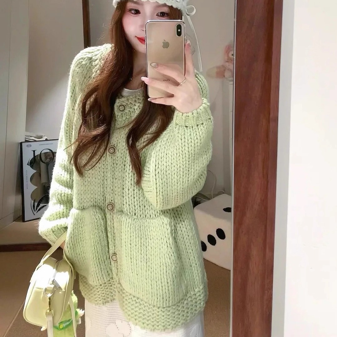 粗针混纺针织慵懒感毛衣开衫