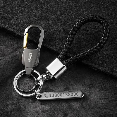 个性化定制电话号码防丢牌钥匙扣挂件创意手绳汽车炼锁匙圈环挂饰