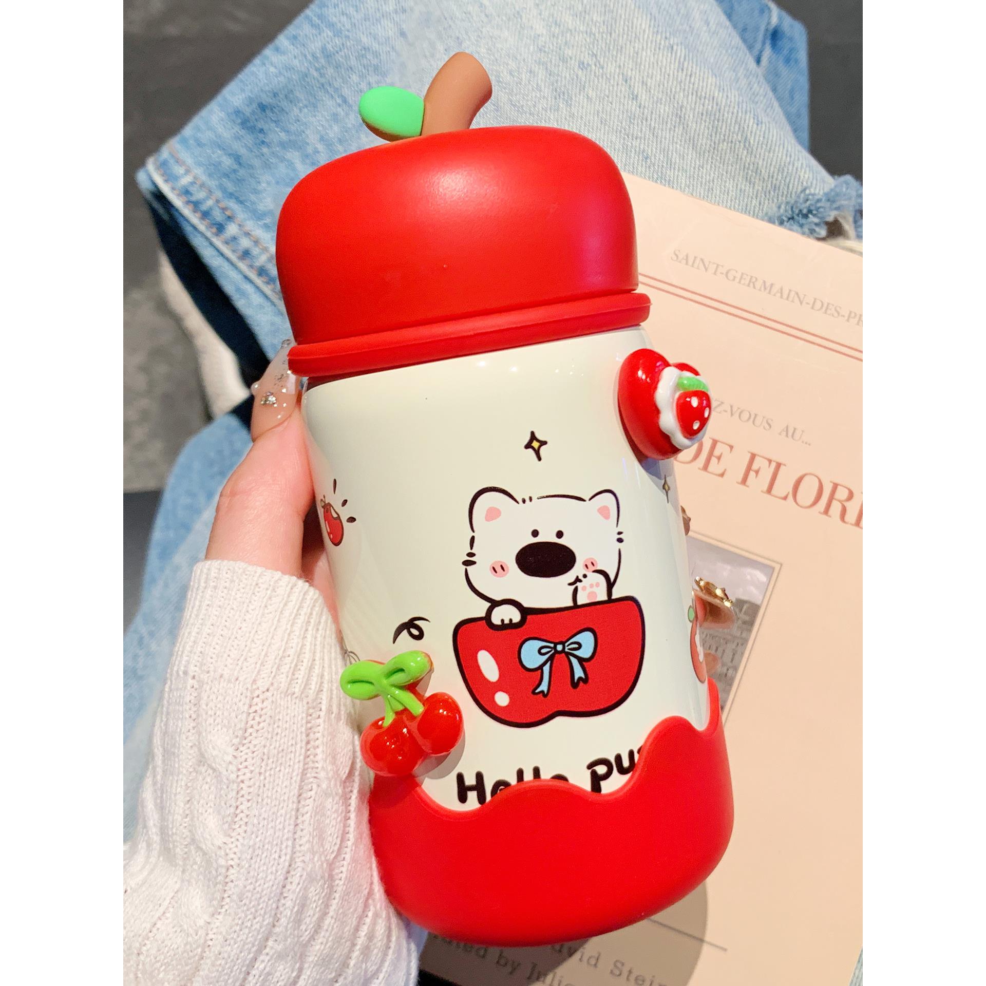 可爱保温杯女生高颜值水杯新款2025学生上学专用杯子小巧便携直饮