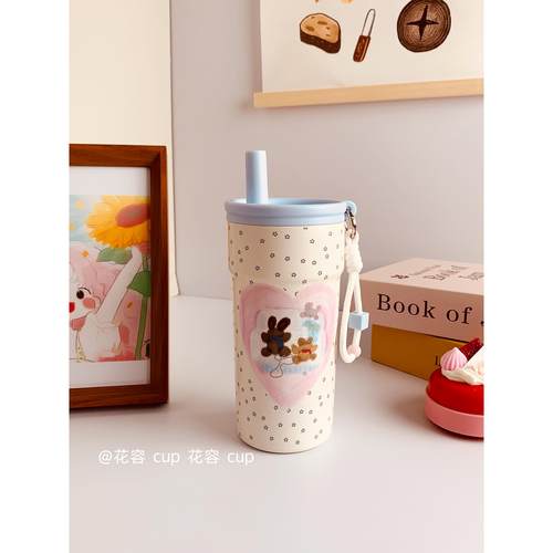ins吸管保温杯女生高颜值2025新款儿童小巧便携水杯316不锈钢杯子