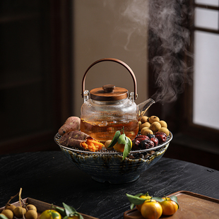 心灵屋围炉煮茶家用室内电陶炉围聚煮茶器蒸煮茶壶冬天烤火炉套装