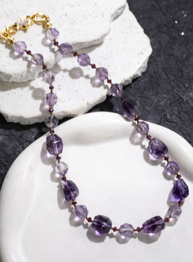 二梦三青【云霄燕尾蝶】原创小众天然紫水晶项链女时尚百搭锁骨链