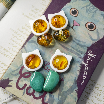 二梦三青【琥珀蜜蜡】手工耳环女重工耳饰耳夹耳坠耳针monies夸张