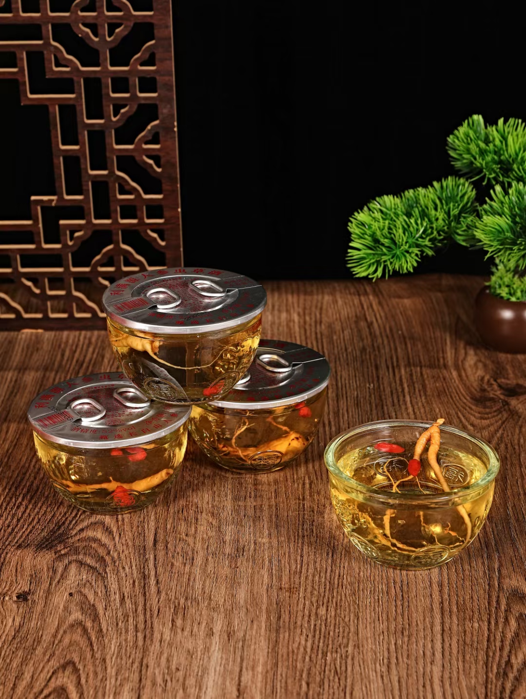 利满源厂直发虫草酒人参枸杞酒52度玻璃碗杯150ml一件八 正品包邮