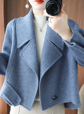 小香风双面羊绒毛呢大衣女短款