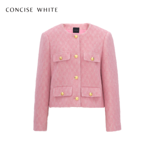 concisewhtie简白粉色小香风毛呢外套设计师女 以爱为营白鹿同款