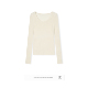 CONCISE 上衣女 羊毛针织修身 WHITE简白2025秋冬新款 卷边U领打底衫