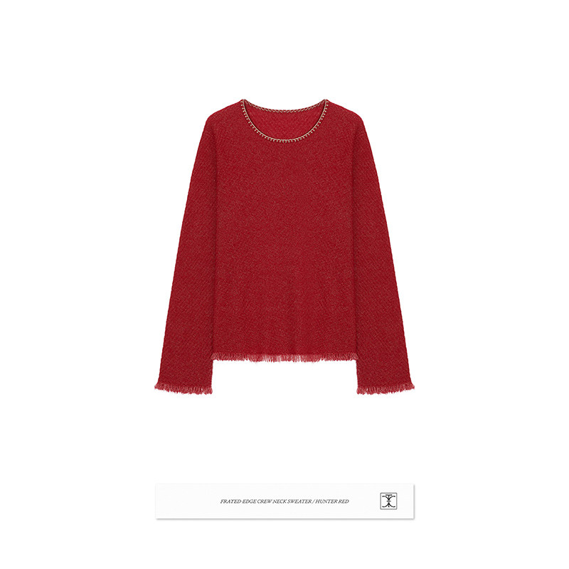 CONCISE-WHITE简白2025秋冬新品毛边圆领羊毛毛衣针织衫上衣女,女装/女士精品,毛针织衫,淘宝优惠券,粉丝福利购,淘宝优惠卷