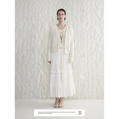 CONCISE-WHITE简白26春夏新款镂空钩花开衫