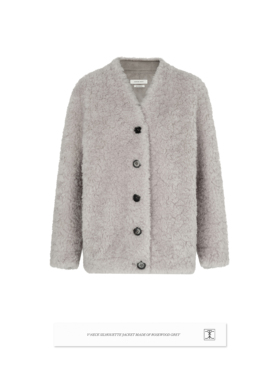 CONCISE-WHITE简白2025秋冬新品V领廓形宽松气质羊毛毛呢外套女