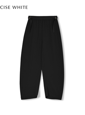 CONCISE-WHITE简白2025秋冬新款简约宽松休闲黑色醋酸弯刀裤长裤