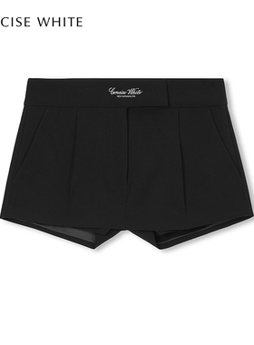 CONCISE-WHITE简白2025秋冬新款简约黑色宽松休闲百褶裙裤短裤女