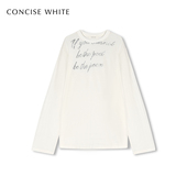 张艺凡同款 CONCISE WHITE简白新款 字母印花长袖 T宽松t恤上衣