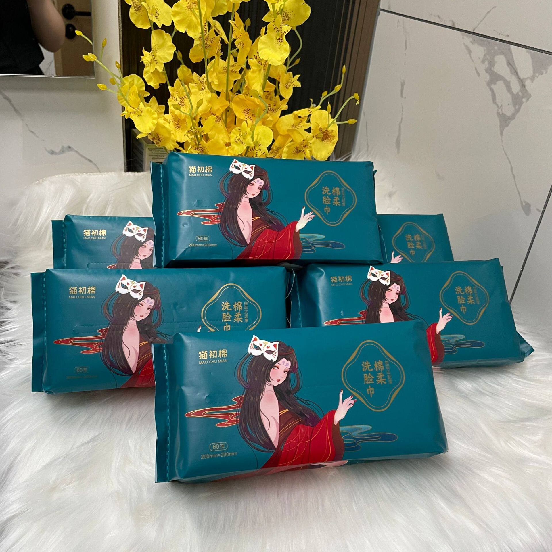 猫初棉一次性洗脸巾超厚加大棉柔巾抽式不掉毛洁面通用美容院卸妆