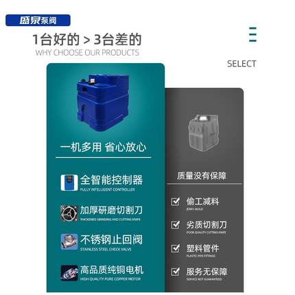家用别墅地下室污水提升泵马桶卫生间厨房粉碎排全自动污泵提升器
