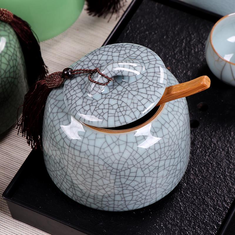 陶瓷茶叶罐 密封罐储茶罐普洱茶盒茶缸大号龙泉御茗青瓷 哥窑弟窑