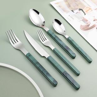 不锈钢牛排刀叉勺四件套家用创意高档甜品勺叉子 西餐刀叉餐具套装
