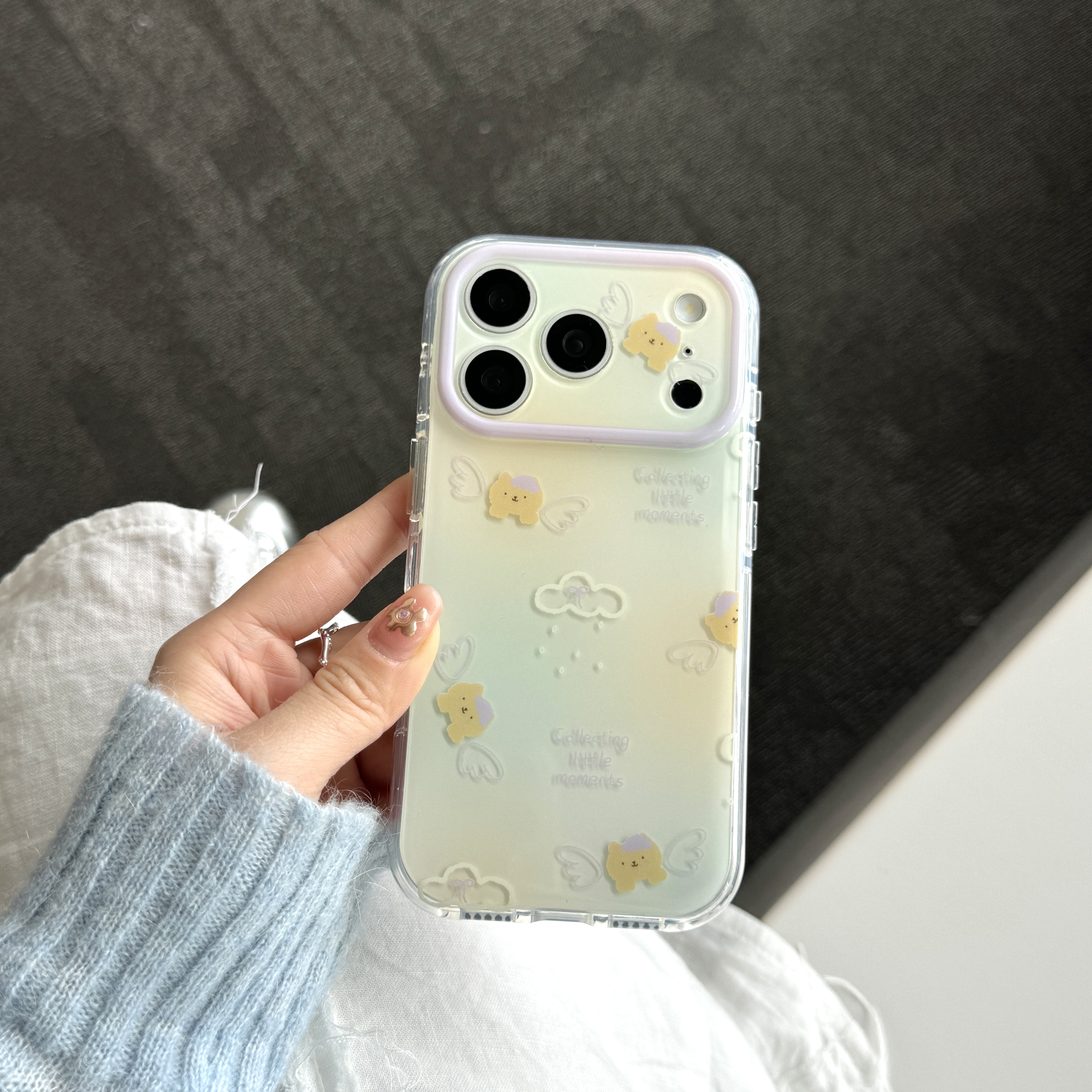 ins韩系紫色渐变翅膀小精灵适用苹果17promax手机壳15全包透明按键镜头壳16创意个性可爱硅胶17防摔保护软壳