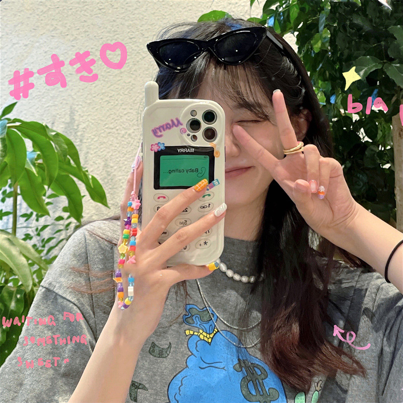淳于亦可爱韩国ins电话机适用苹果iPhone15Pro手机壳大哥大13proMax硅胶软壳i14防摔保护套12pro外壳BB机网红