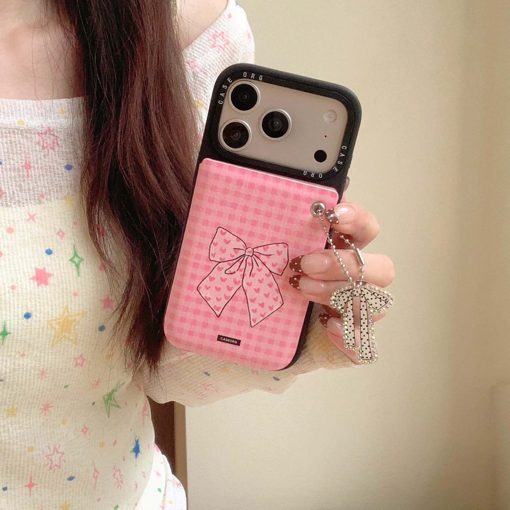 淳于亦ins甜美蝴蝶结适用苹果17promax手机壳15全包按键皮纹大视窗14/13创意蝴蝶挂绳翻盖卡包支架16防摔保护