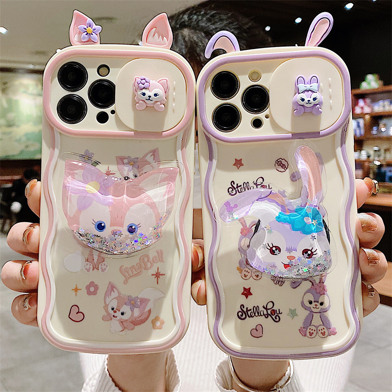 迪士尼可爱小兔子流沙适用iPhone14Pro手机壳卡通Max时尚玲娜贝儿ip15苹果13PM防摔软壳星黛露女款i12Pro外壳
