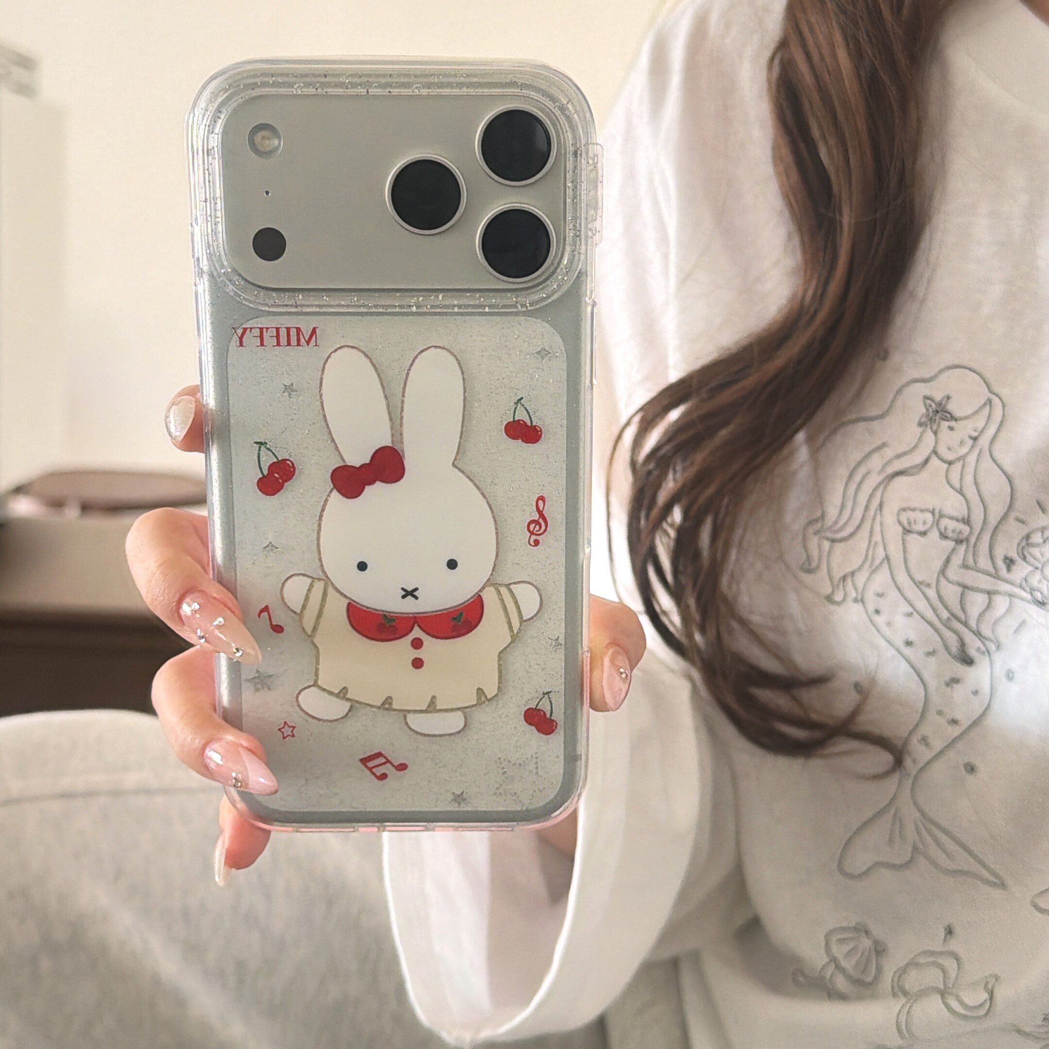 淳于亦可爱卡通一只甜美米菲兔适用苹果17promax手机壳15全包按键大视窗14/13时尚透明硅胶软壳16防摔保护壳