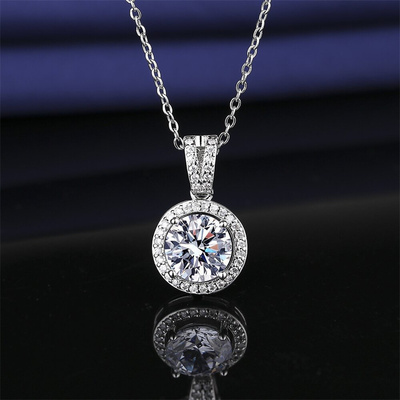 s925纯银莫桑石满钻3克拉项链