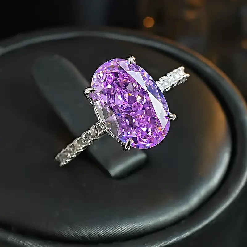 欧美星空紫锂辉冰花切戒指