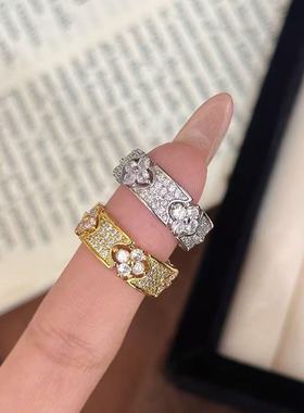 法式老钱风幸运四叶草满天星戒指