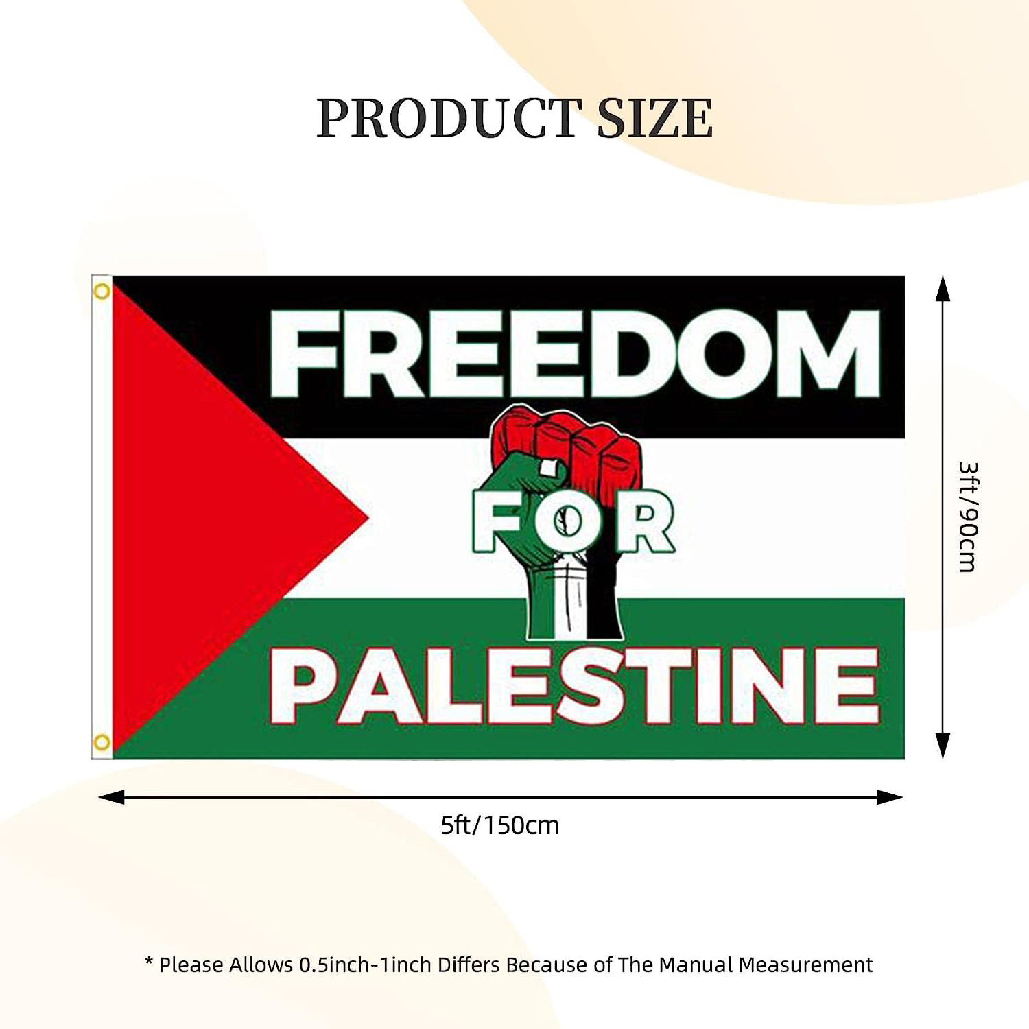 大号巴勒斯坦国旗150x90厘米自由加沙巴勒斯坦节日装饰