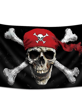 Temu 骷髅海盗#8  旗帜挂布 90*150cm 3x5ft
