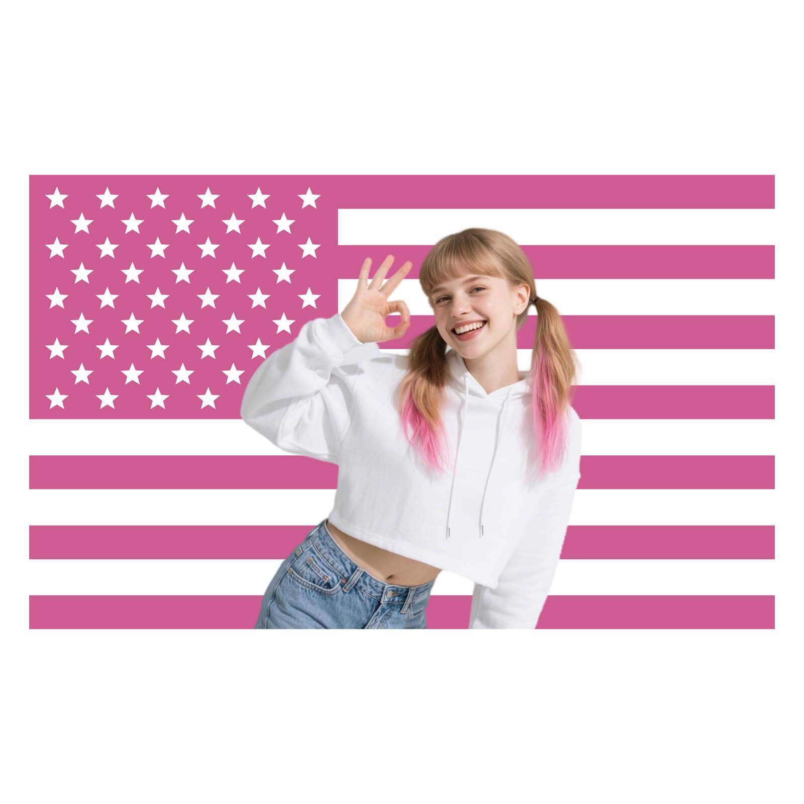 旗帜设计Custom American US Flag 3X5 Ft粉色美国国旗背景布