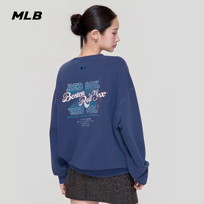 MLB官方 男女情侣宽松百搭复古水洗印花卫衣26春季新款MTV05