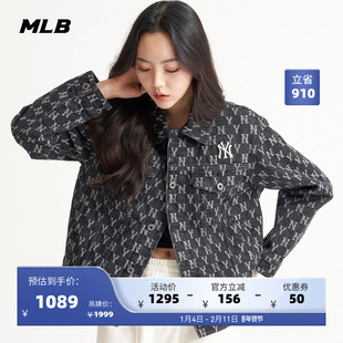 MLB官方 男女情侣牛仔复古老花外套夹克运动休闲防风春夏季DKM01