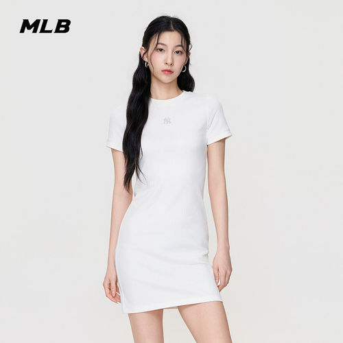 MLB官方 女款时尚潮流修身百搭钻石老花连衣裙26夏季新款OPM03
