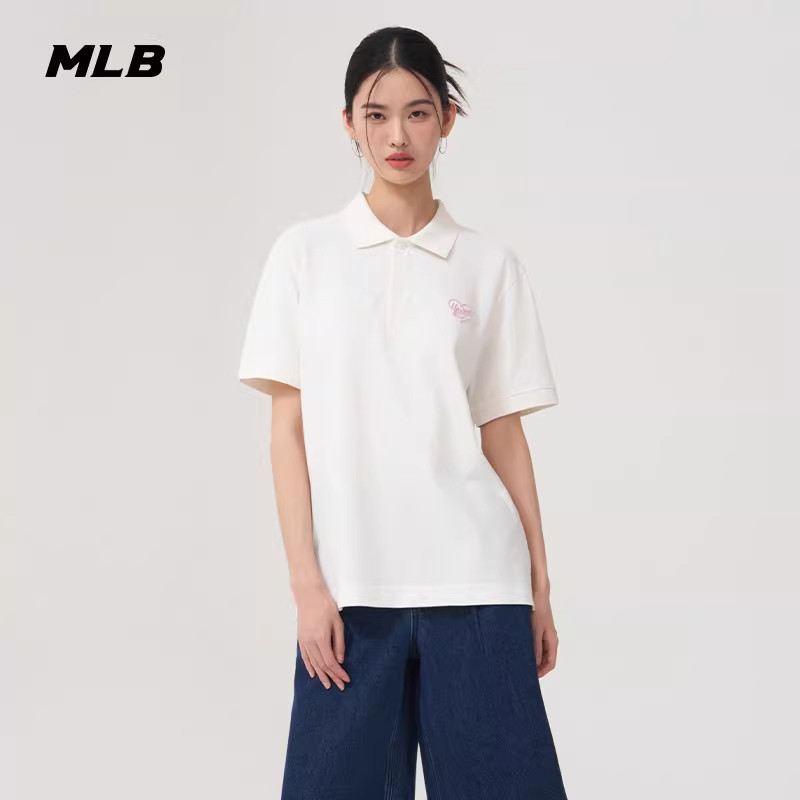 MLB官方男女情侣防晒凉感爱心polo衫时尚百搭短袖25夏季新款PQH01