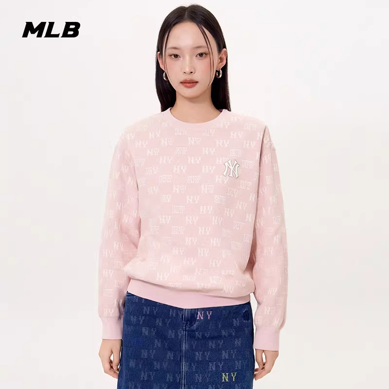 MLB官方 男女同款钻石老花复古圆领卫衣26春季新款MTM01/MTM04