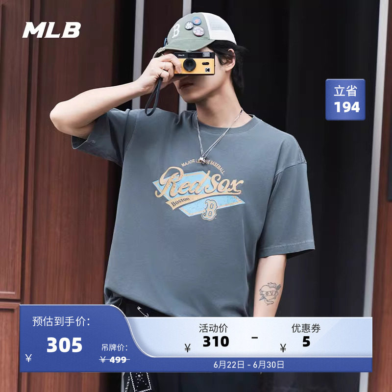 MLB官方 男女时尚复古胶片T恤学院短袖25夏季新款TSV07