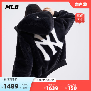 MLB官方 男女情侣运动夹克保暖仿羊羔绒棉服外套防风22冬新FDB04