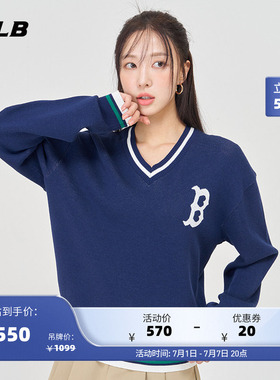 MLB官方男女情侣学院风百搭针织衫大LOGO休闲时尚24春夏新款KPV01