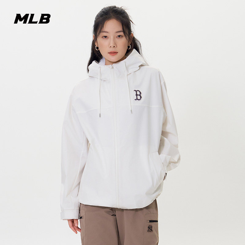MLB官方 男女情侣大LOGO连帽防泼水夹克外套25春季新款WJB80