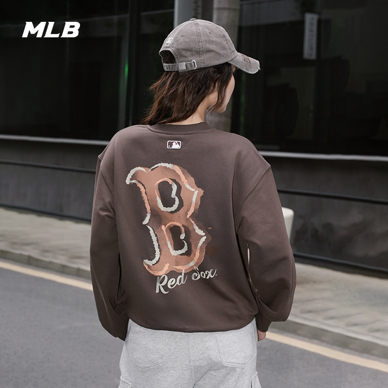 MLB官方 男女情侣街头风涂鸦背标圆领套头卫衣25春夏新款MTB32
