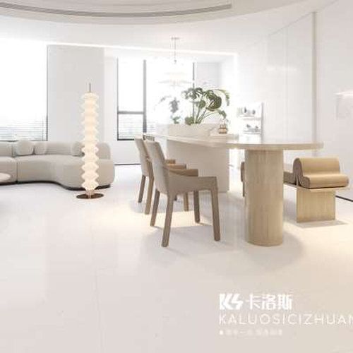 纯色奶白柔光微水泥瓷砖800x800客厅地L砖防滑厨房化妆室壁砖亮光