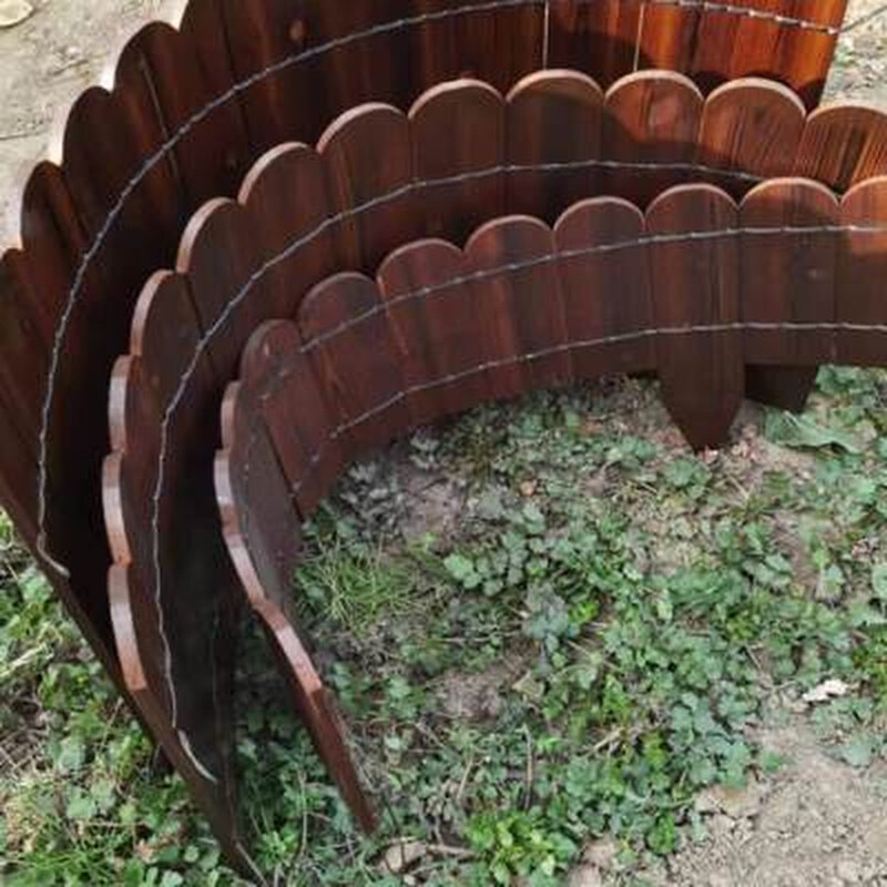 碳化防腐木栅栏可弯曲花园挡土围栏菜园弧形栅栏草坪围挡围栏户外