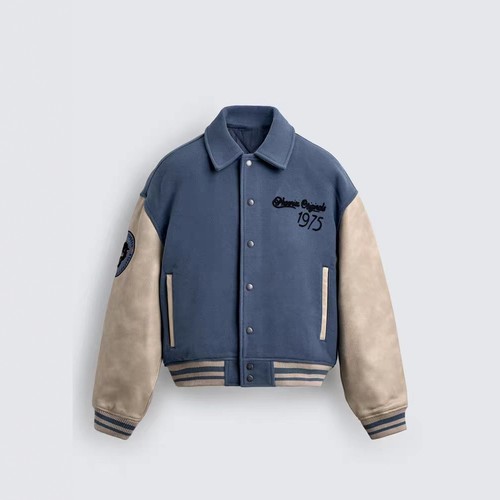 ZA秋冬男学院风拼接飞行员夹克