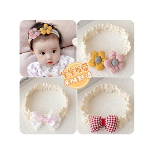婴儿蝴蝶结发带新生儿帽子女宝宝护囟门帽儿童女童胎帽不勒头发箍