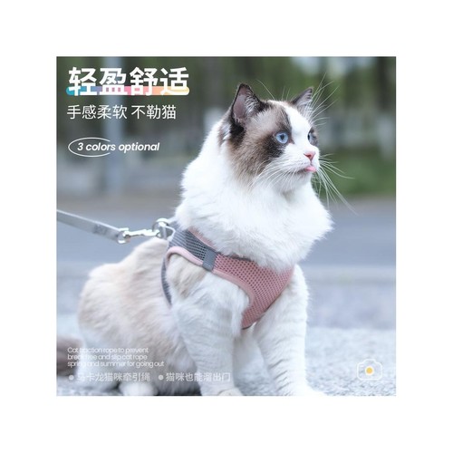 蓝猫牵引绳背心胸背可调节英短蓝白猫遛猫绳子防挣脱专用外出链子
